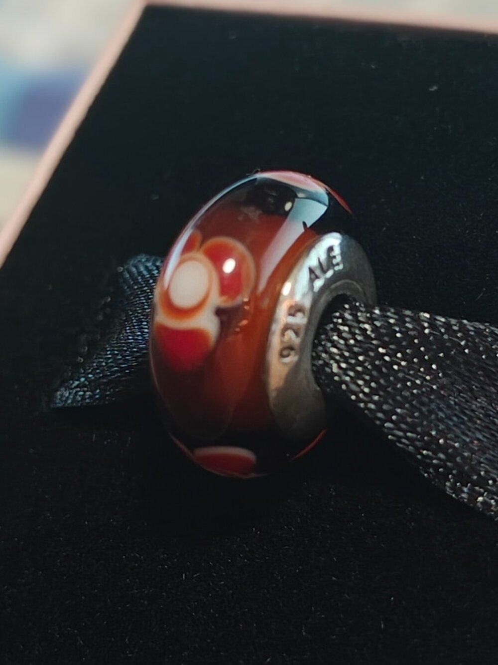Authentic Retired Pandora Tangerine Flowers Murano Glass Charm 790646 - Picture 4 of 7